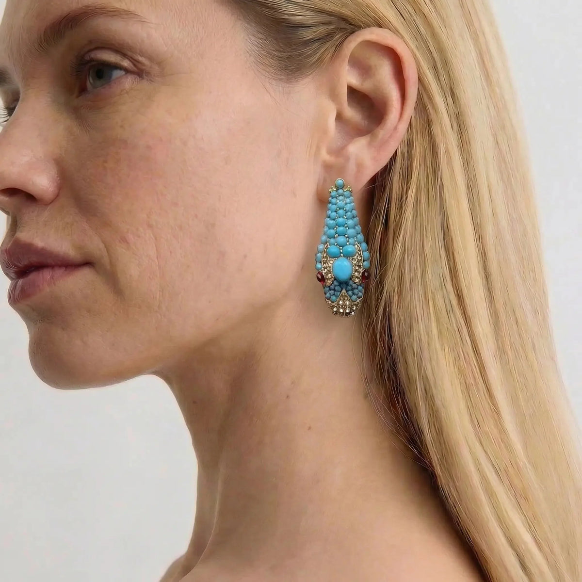 Nile Serpent Crystal-Style Beaded Statement Earrings