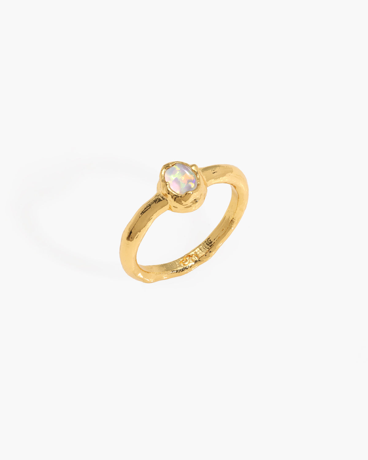 October Birthstone-Style Ring in Gold-Tone Minimalist Organic Band Style