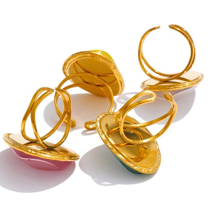 Pastel Muse Gold-Tone Open Statement Ring