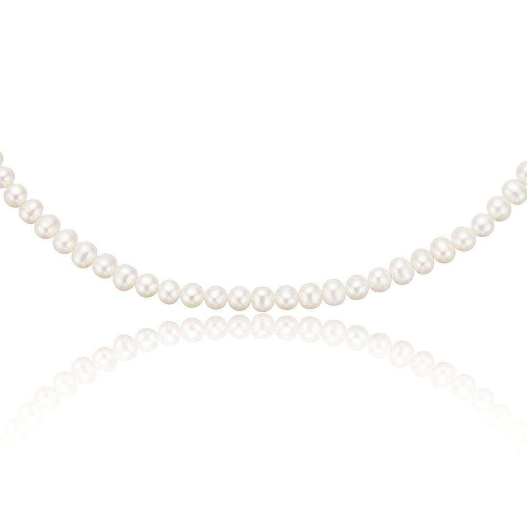 Silver-Tone Pearl-Style Choker Necklace