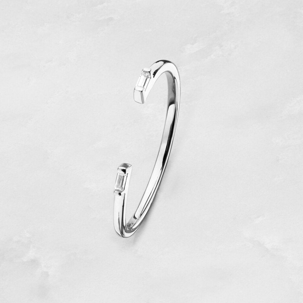 Silver-Tone Crystal-Style Baguette Gap Ring
