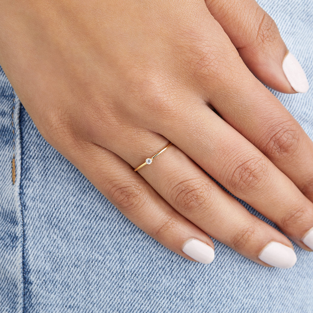 Gold-Tone Thin Crystal-Style Stacking Ring
