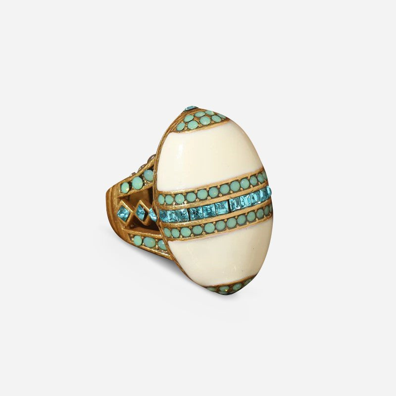 Sahara Majesty Crystal-Style Open Ring in Gold-Tone