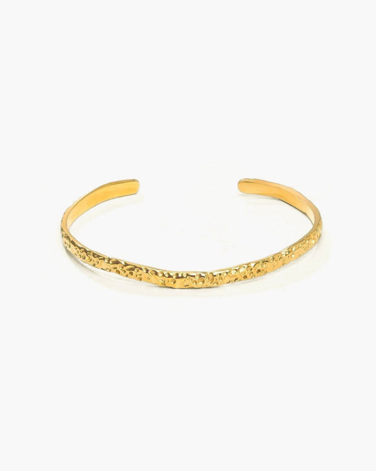 Silver-Tone Textured Open Cuff Bangle Bracelet
