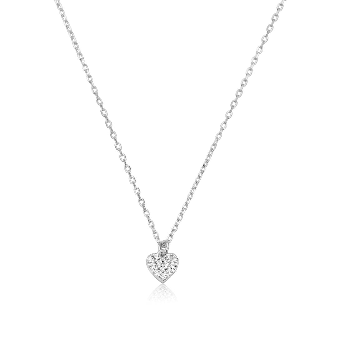 Silver-Tone Crystal-Style Cluster Heart Necklace