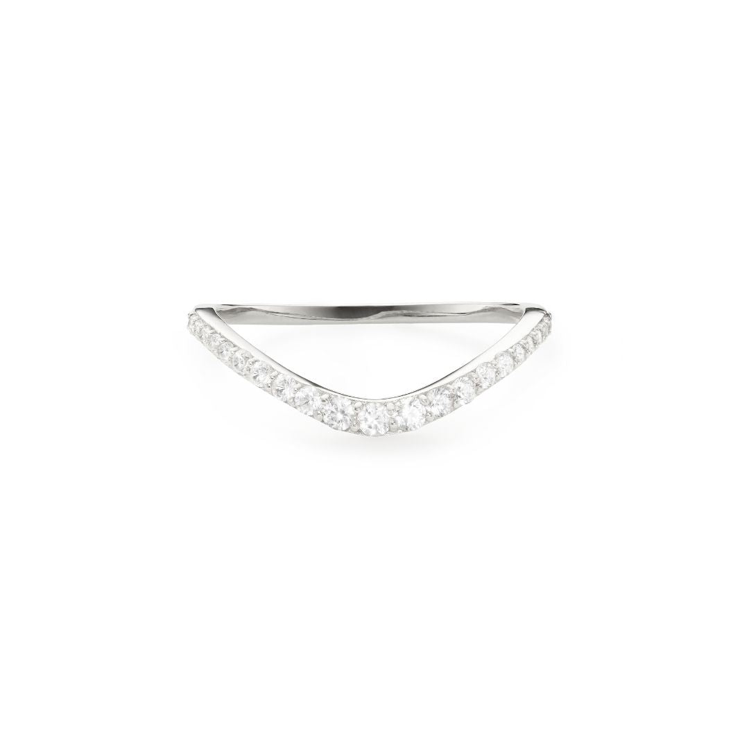 Silver-Tone Crystal-Style Curved Ring