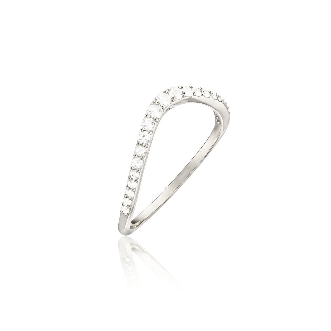 Silver-Tone Crystal-Style Curved Ring