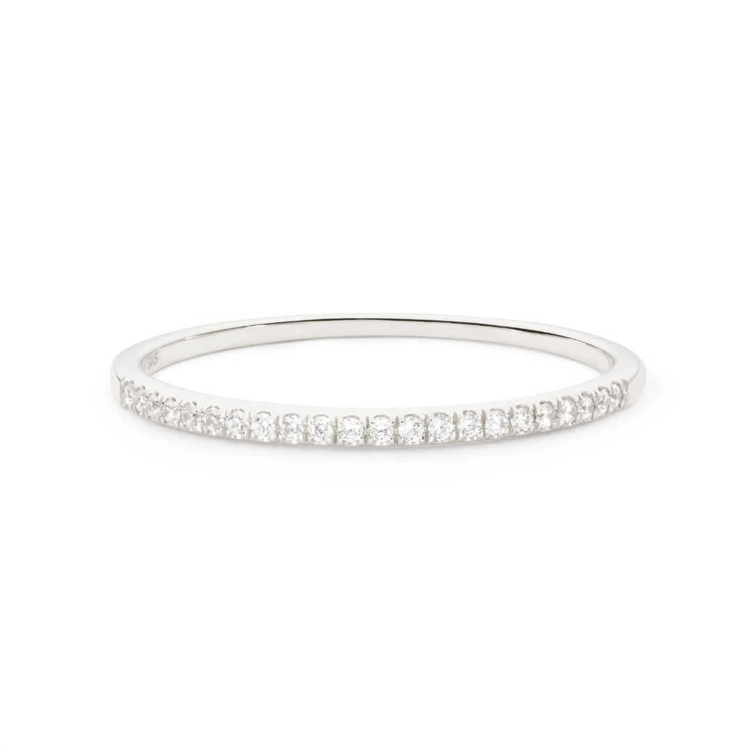 Silver-Tone Crystal-Style Half Eternity Ring