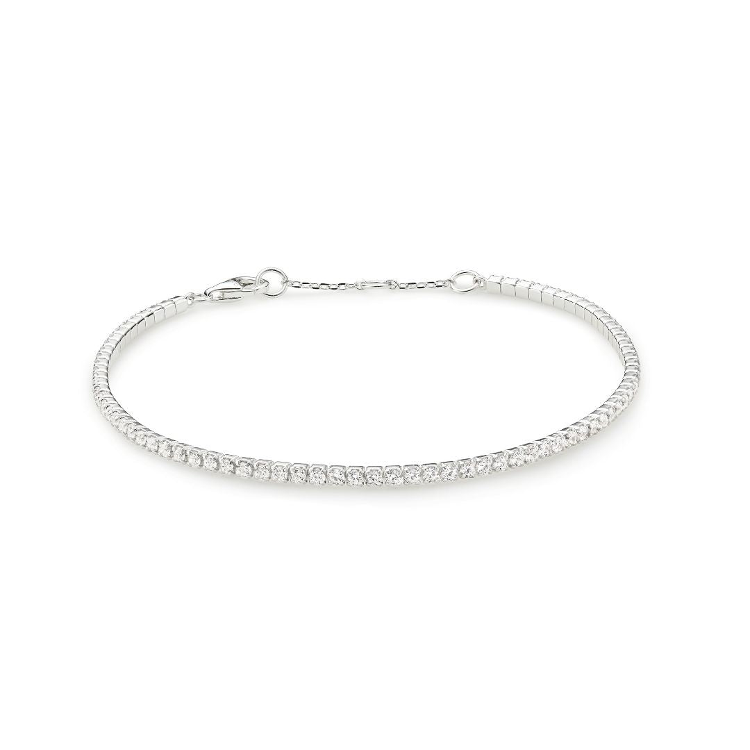 Silver-Tone Crystal-Style Tennis Bracelet