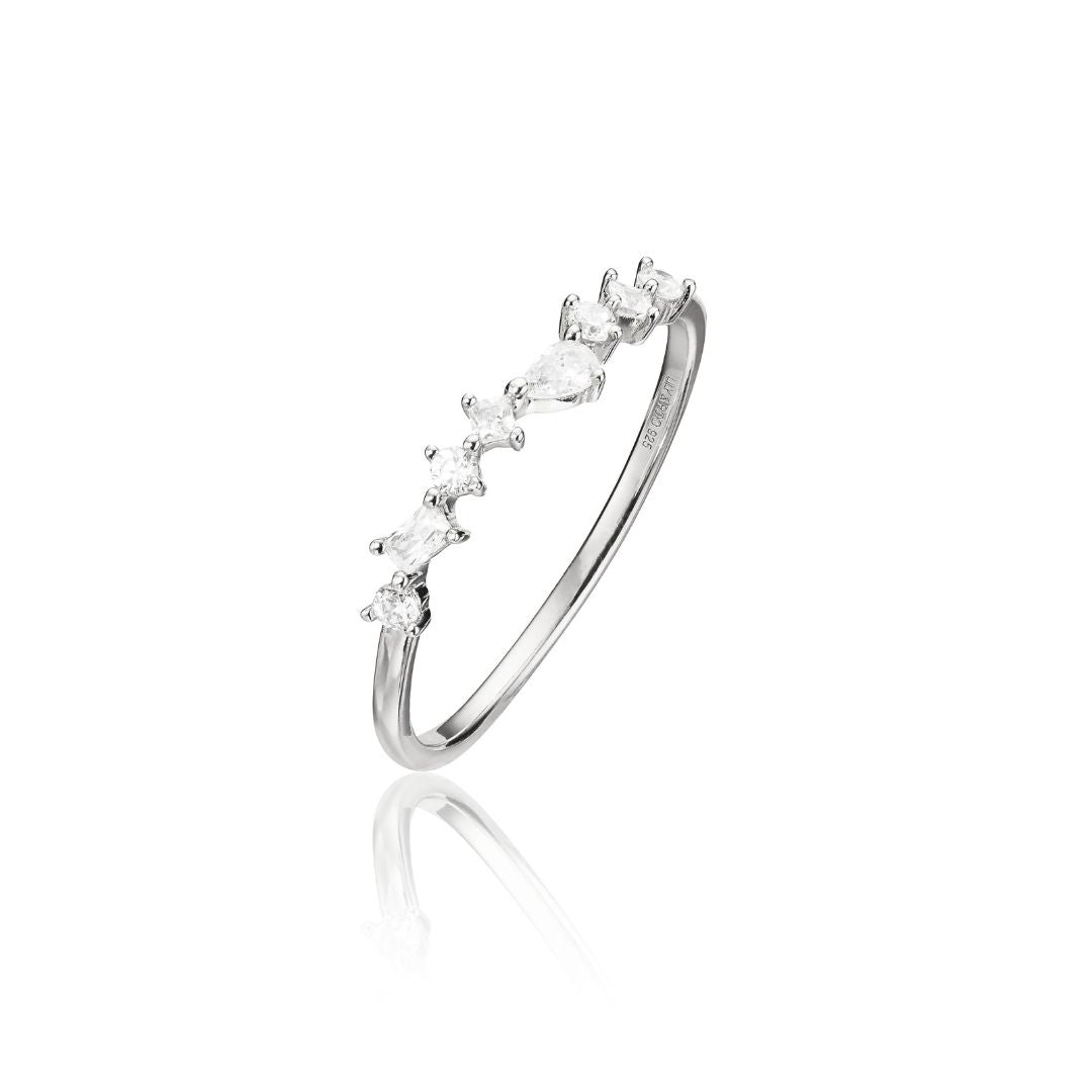 Silver-Tone Crystal-Style Mixed Cluster Ring