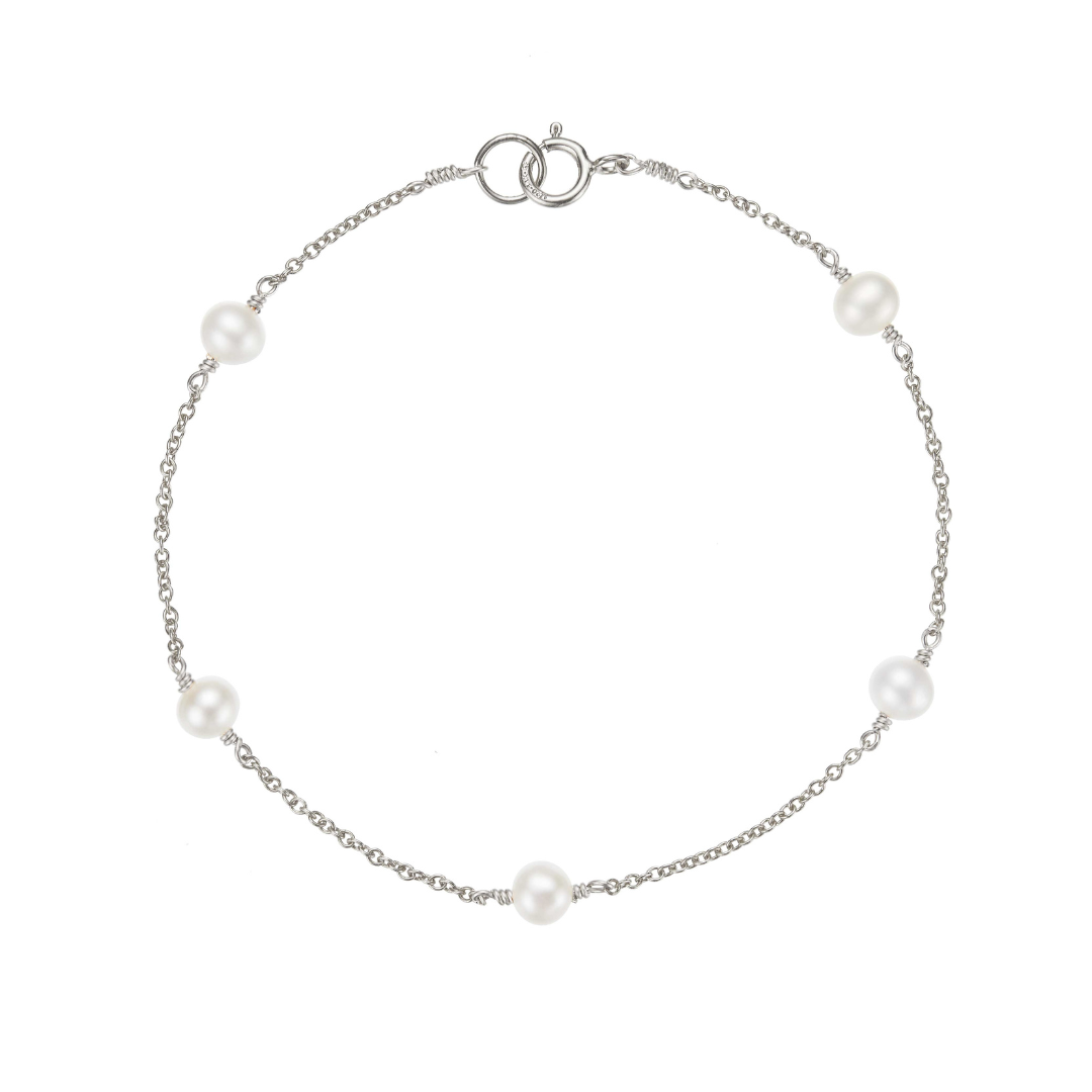 Silver-Tone Five Pearl-Style Bracelet