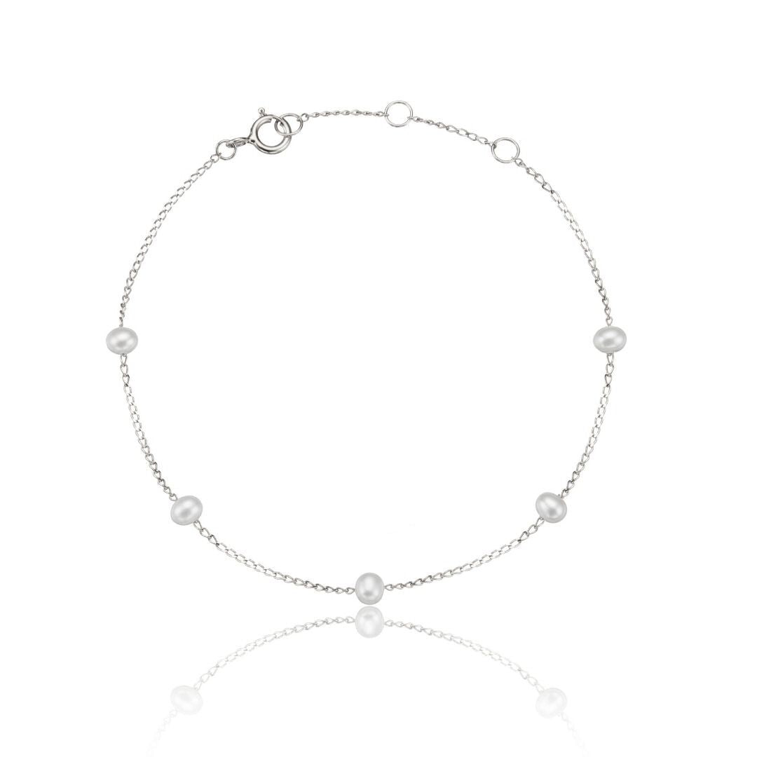Silver-Tone Five Small Pearl-Style Bracelet