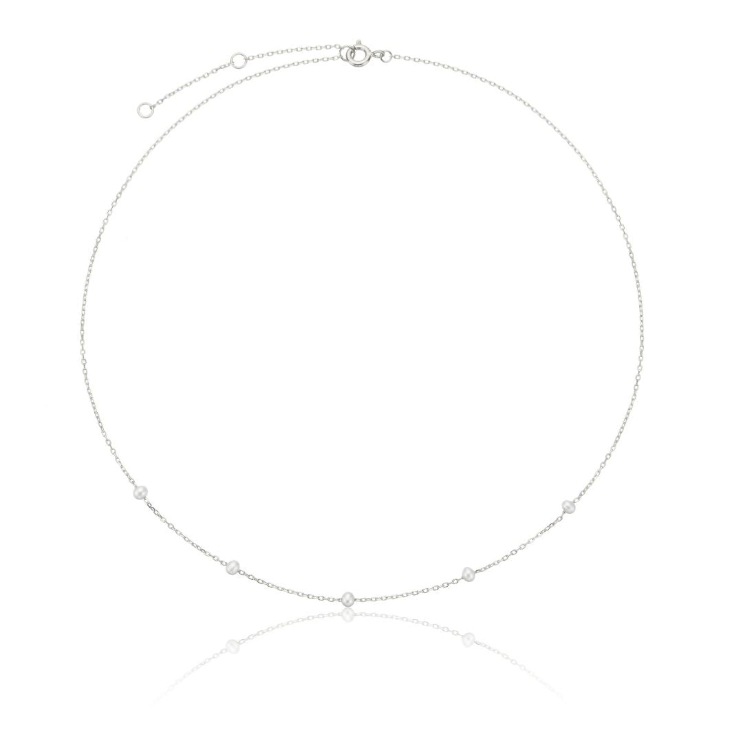 Silver-Tone Five Small Pearl-Style Necklace
