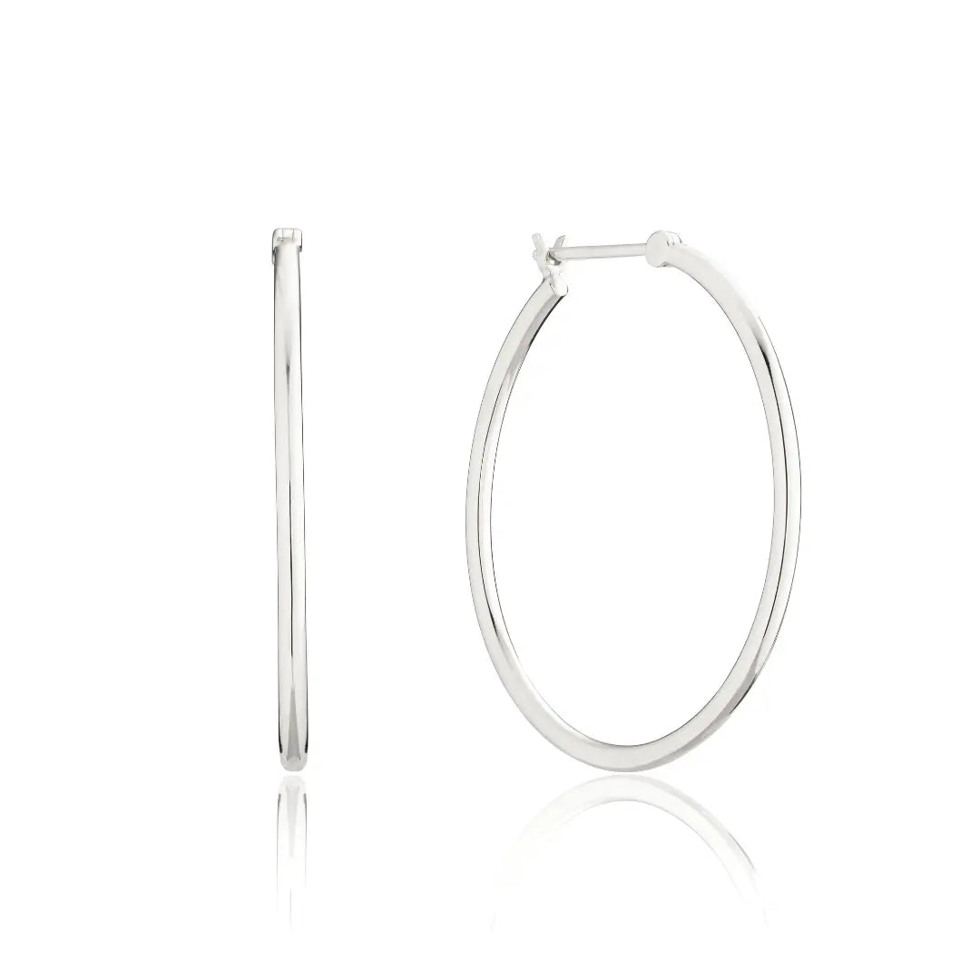 Silver-Tone Large Hoop Earrings