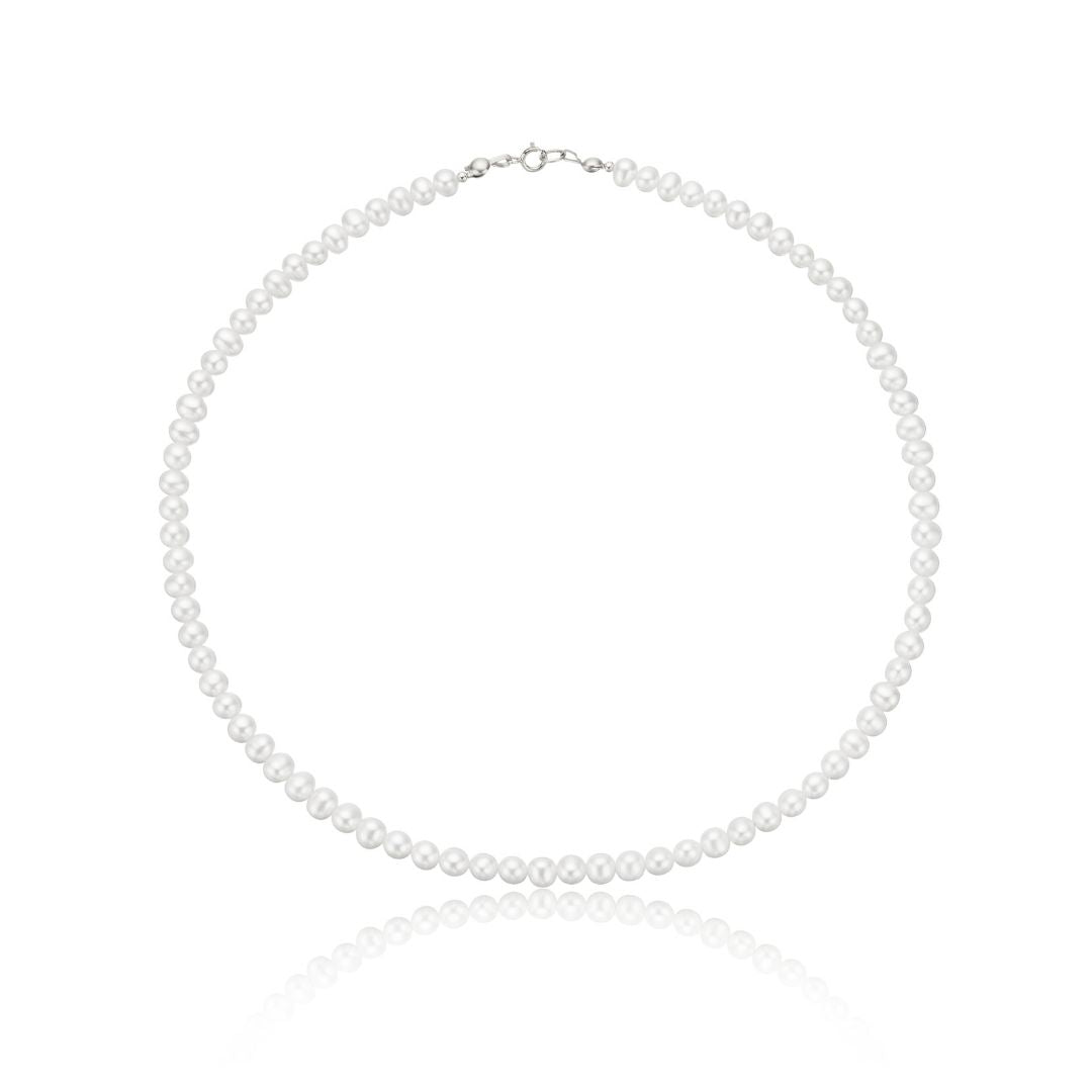 Silver-Tone Pearl-Style Choker Necklace