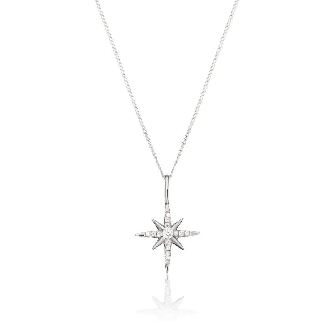 Silver-Tone Crystal-Style North Star Necklace