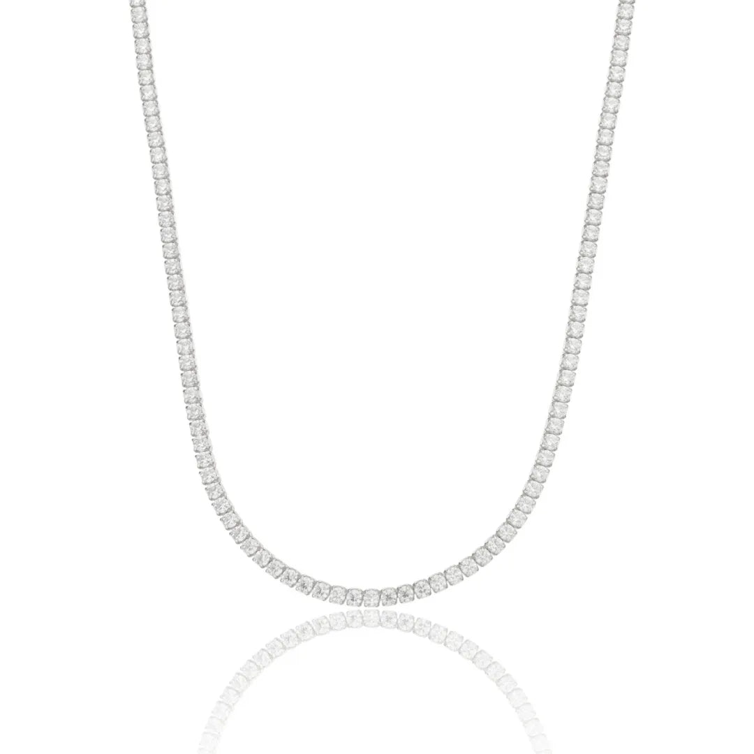 Silver-Tone Crystal-Style Tennis Necklace