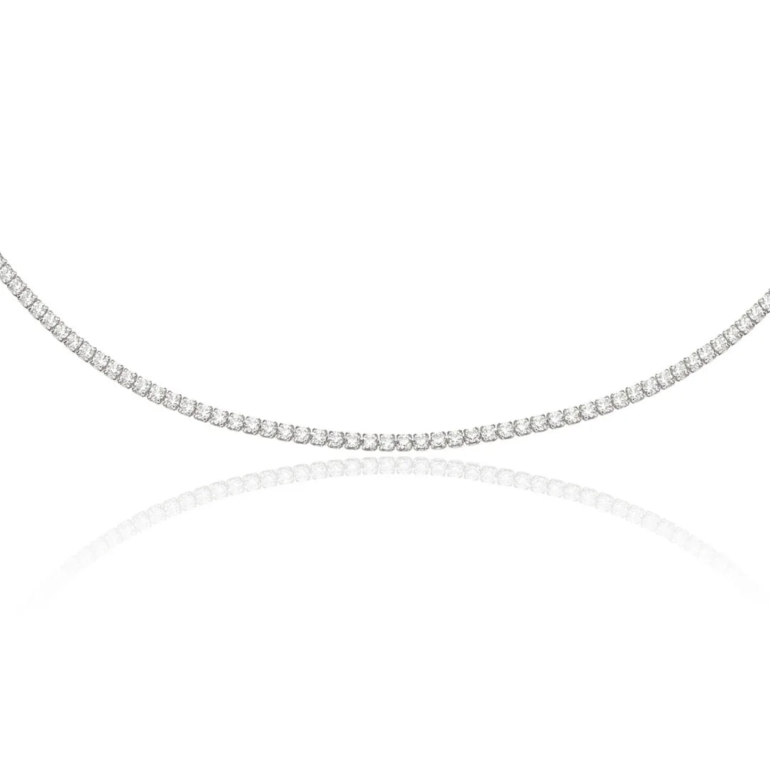 Silver-Tone Crystal-Style Tennis Necklace