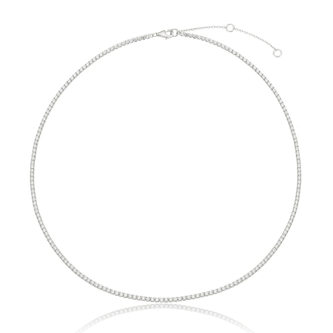 Silver-Tone Crystal-Style Tennis Necklace