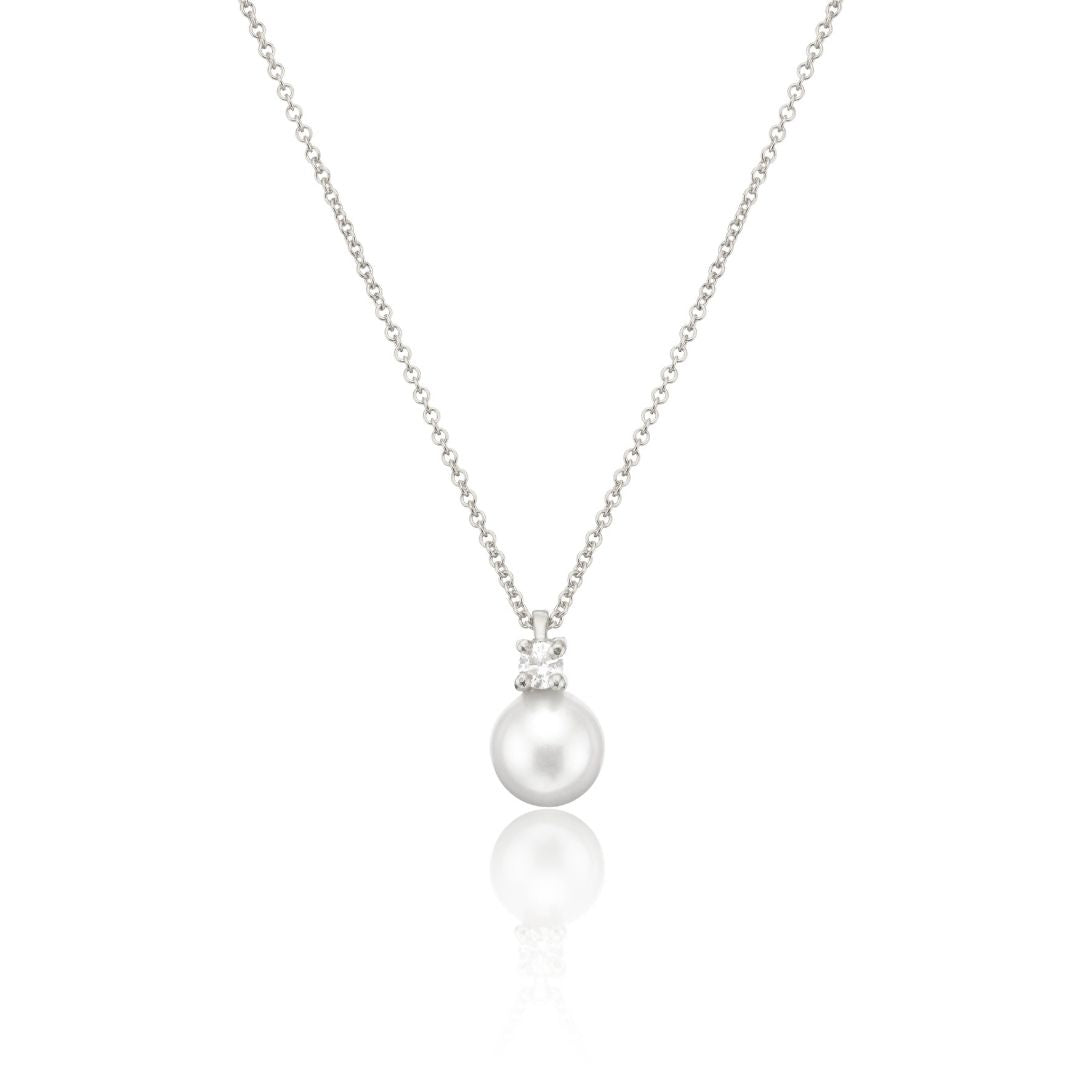 Silver-Tone Crystal-Style and Pearl-Style Necklace