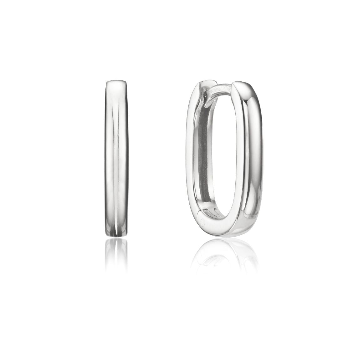 Silver-Tone Thin Rectangle Hoop Earrings