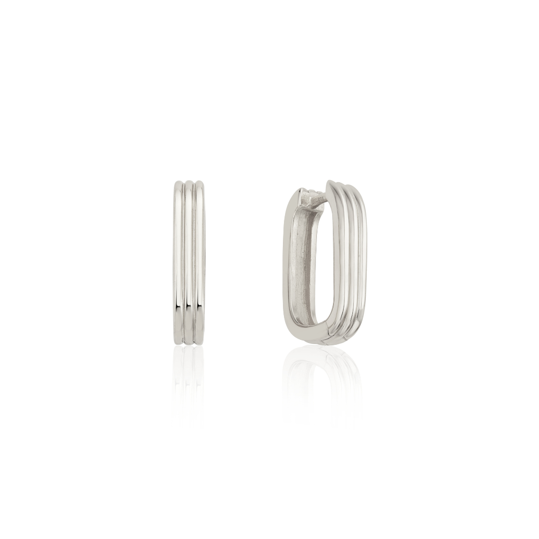 Silver-Tone Ribbed Hoop Earrings