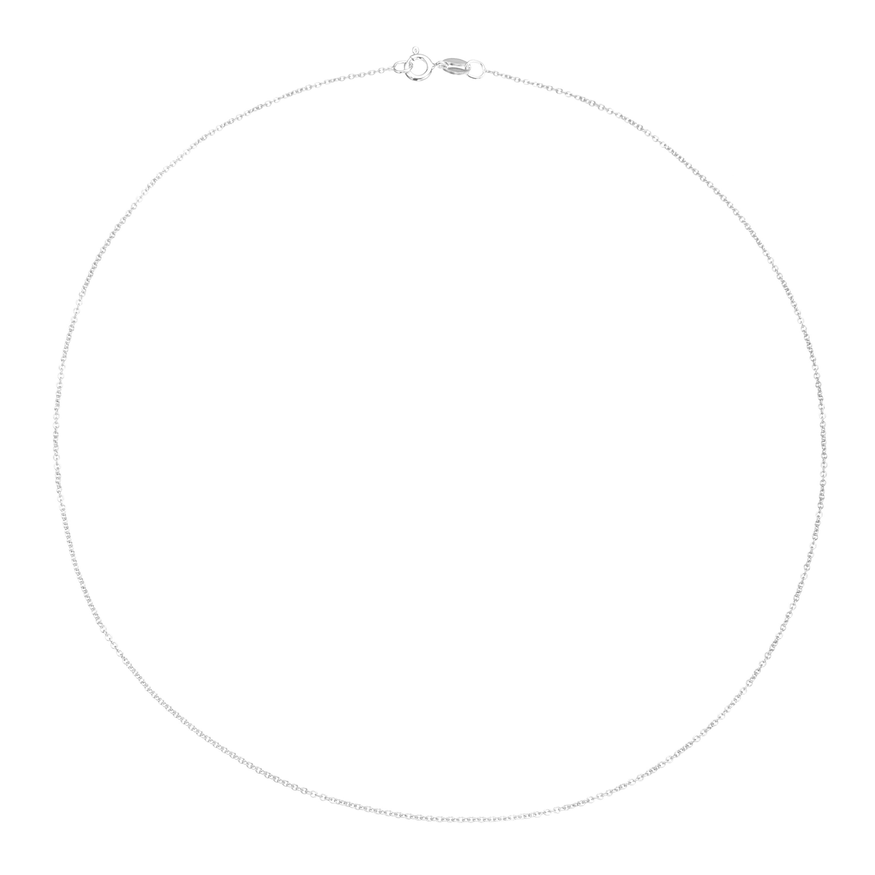 White Gold-Tone Plain Chain Necklace