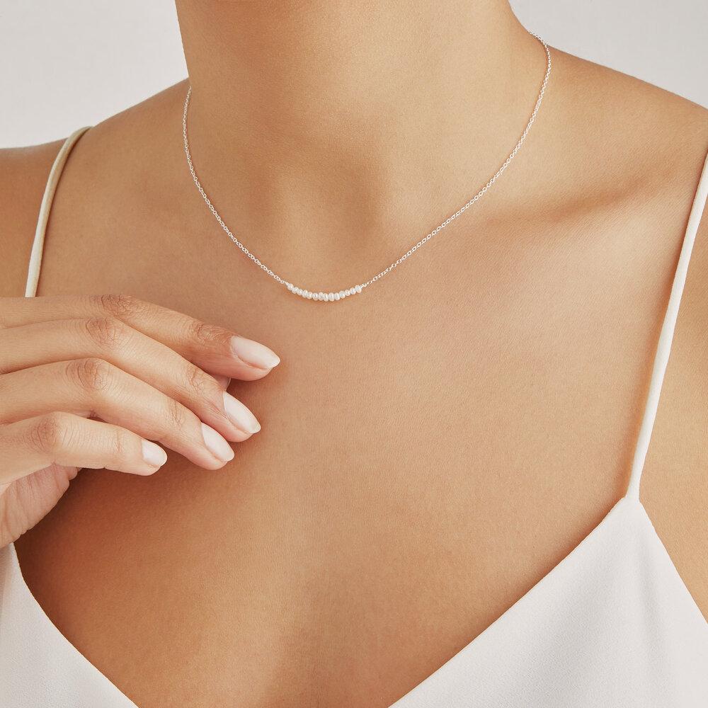 White Gold-Tone Small Pearl-Style Cluster Choker