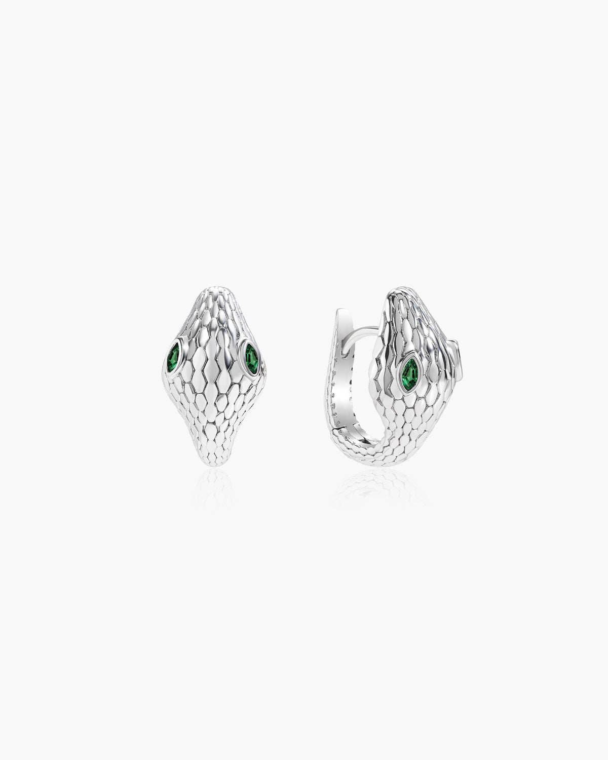 Snake Head Hoop Earrings in Silver-Tone