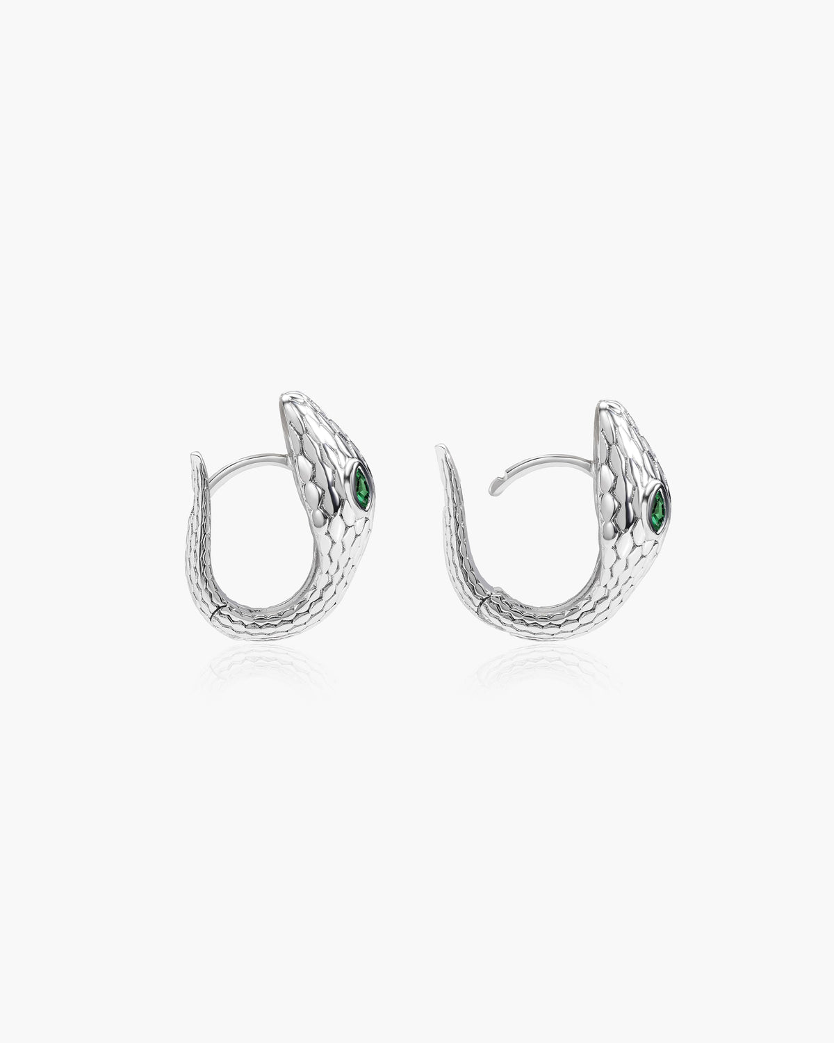 Snake Head Hoop Earrings in Silver-Tone