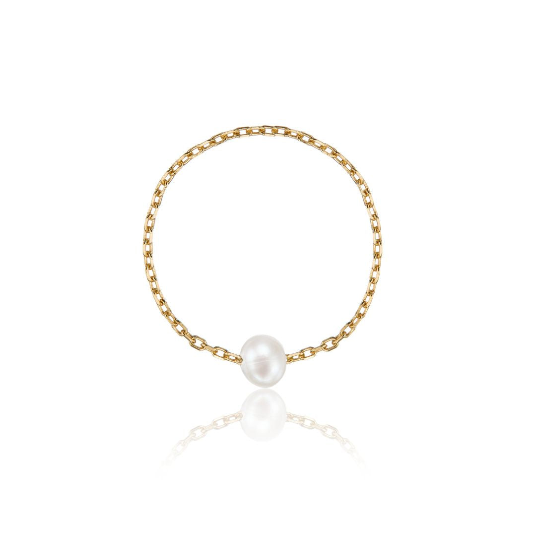 Gold-Tone Pearl-Style Chain Ring