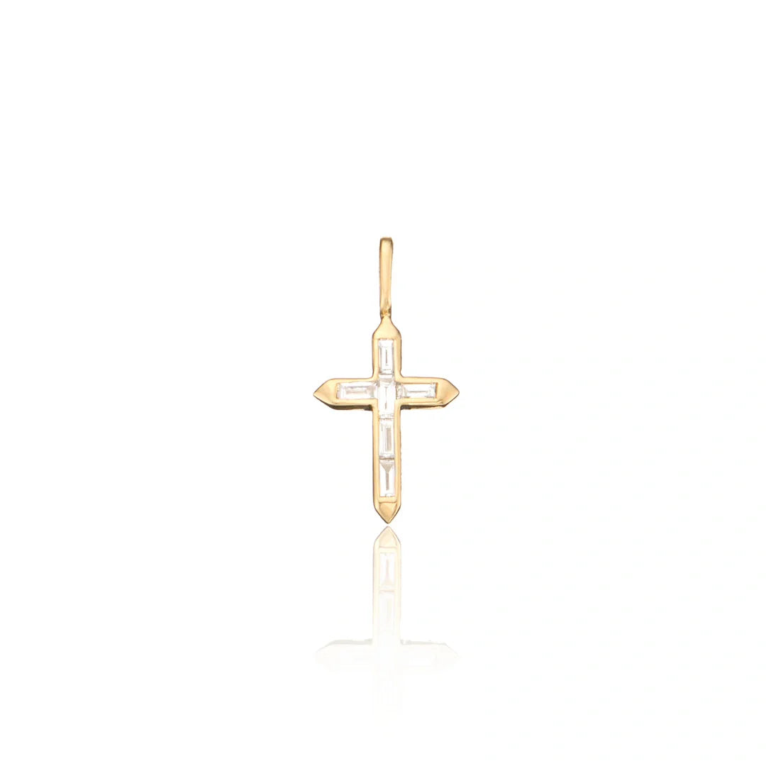 Gold-Tone Crystal-Style Tiny Cross Charm