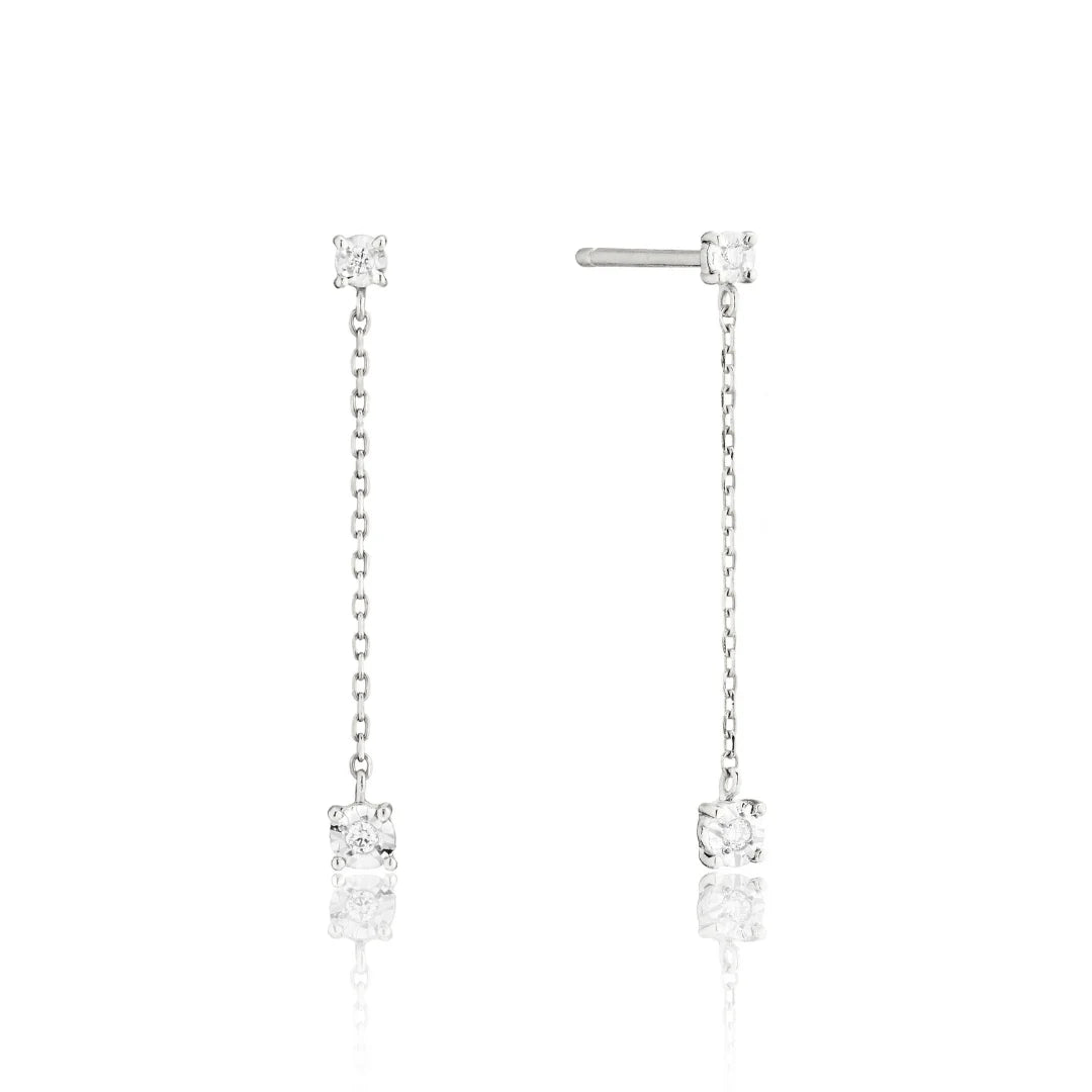 Silver-Tone Crystal-Style Drop Stud Earrings
