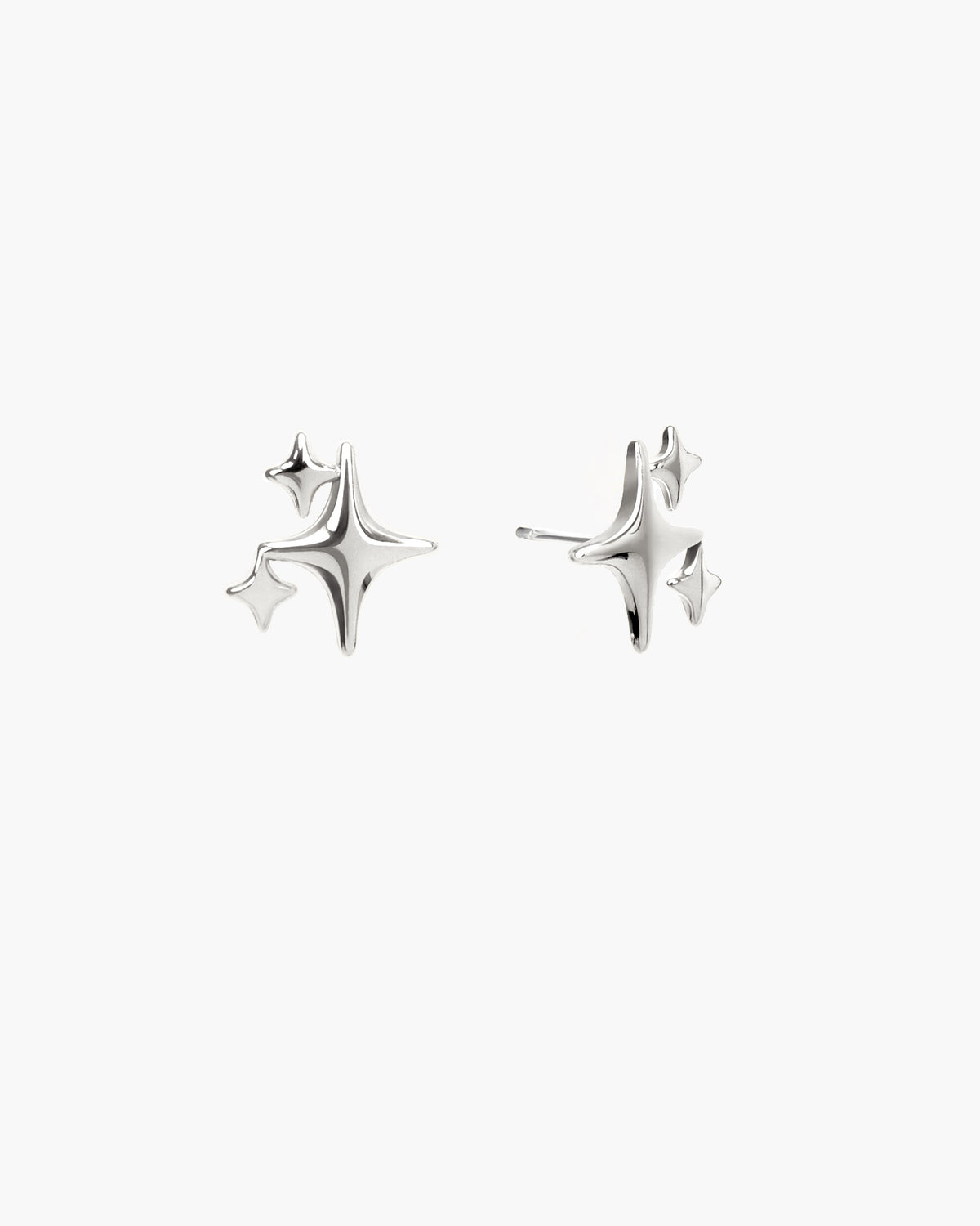 Sparkle Star Stud Earrings, Silver-Tone