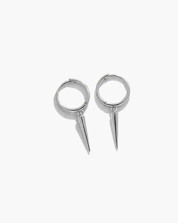Spike Silver-Tone Dangle Hoop Earrings