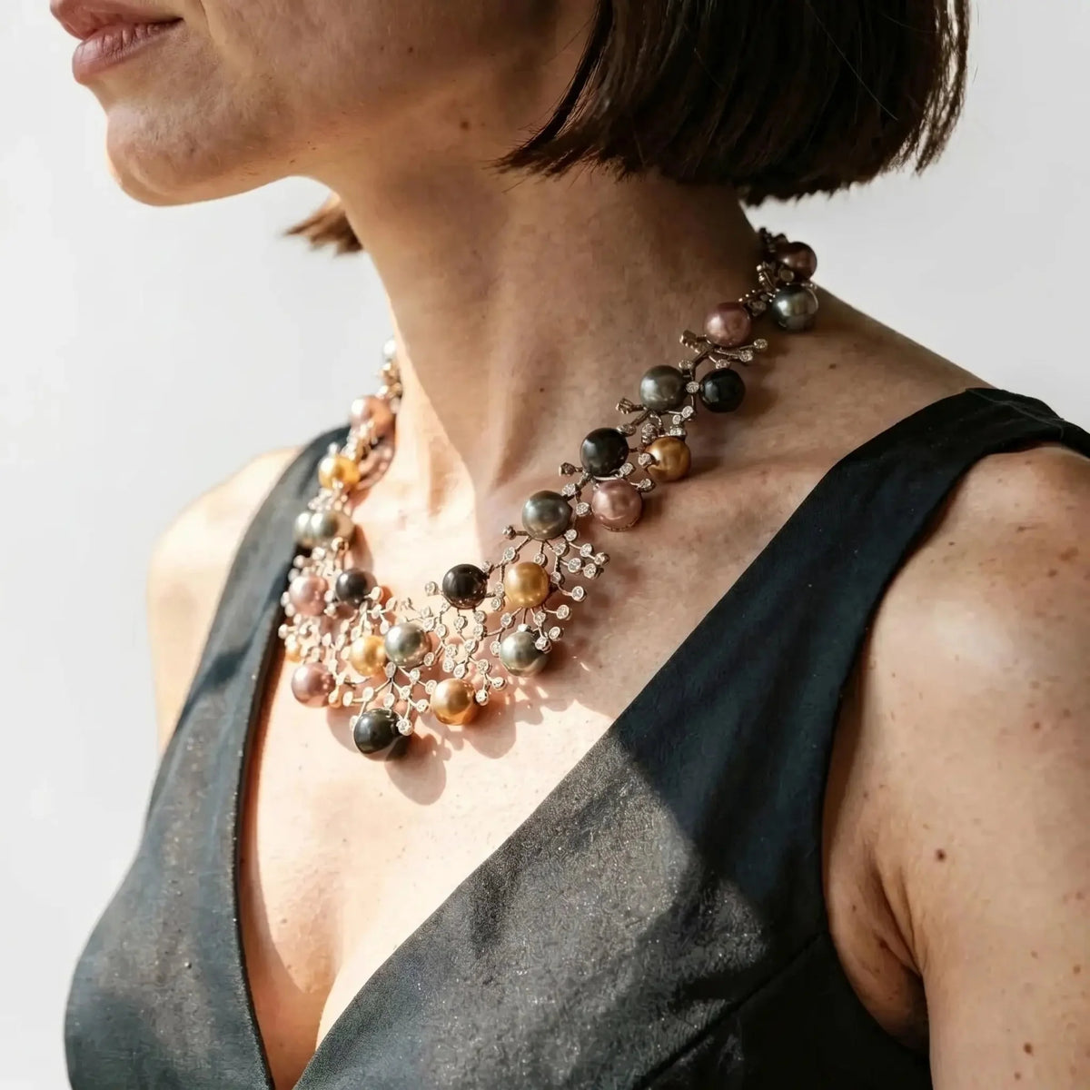 Starlit Harmony Pearl-Style & Crystal-Style Statement Necklace