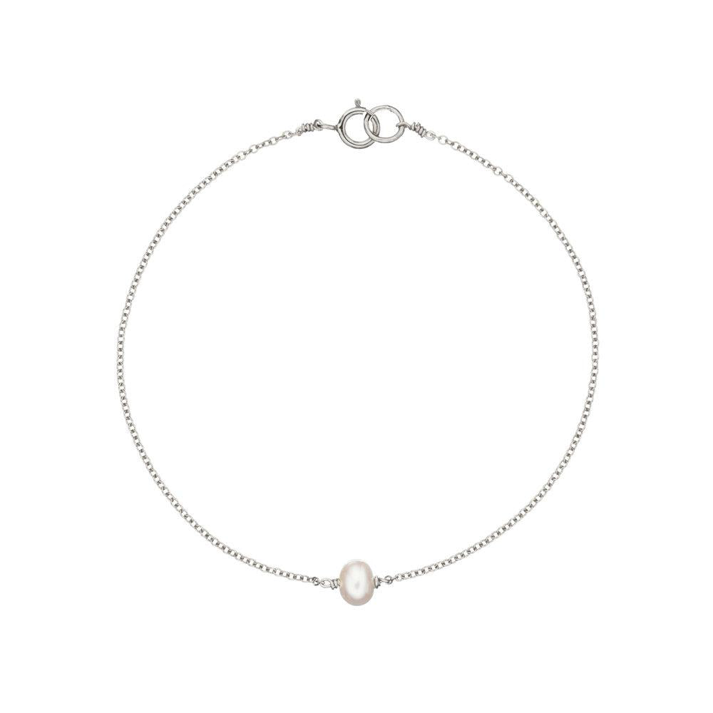 White Gold-Tone Single Pearl-Style Bracelet