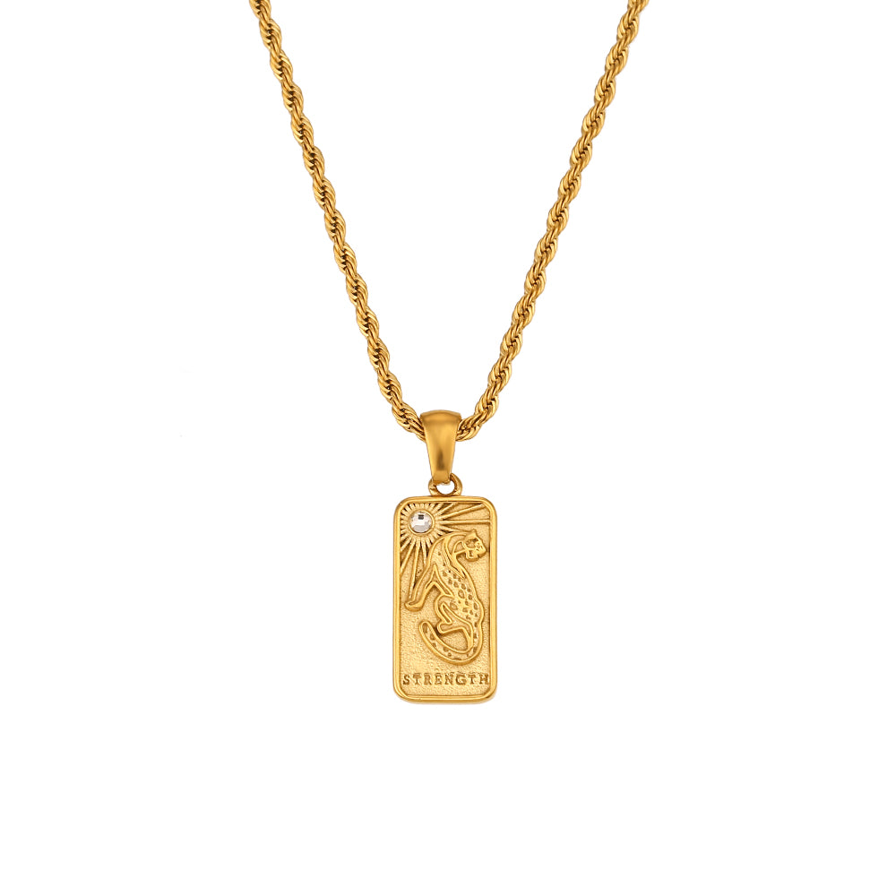 Strength Tarot Card Necklace in Gold-Tone