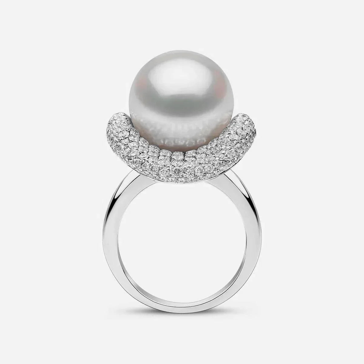Swanlight Pearl-Style Crystal-Style Statement Ring in Silver-Tone