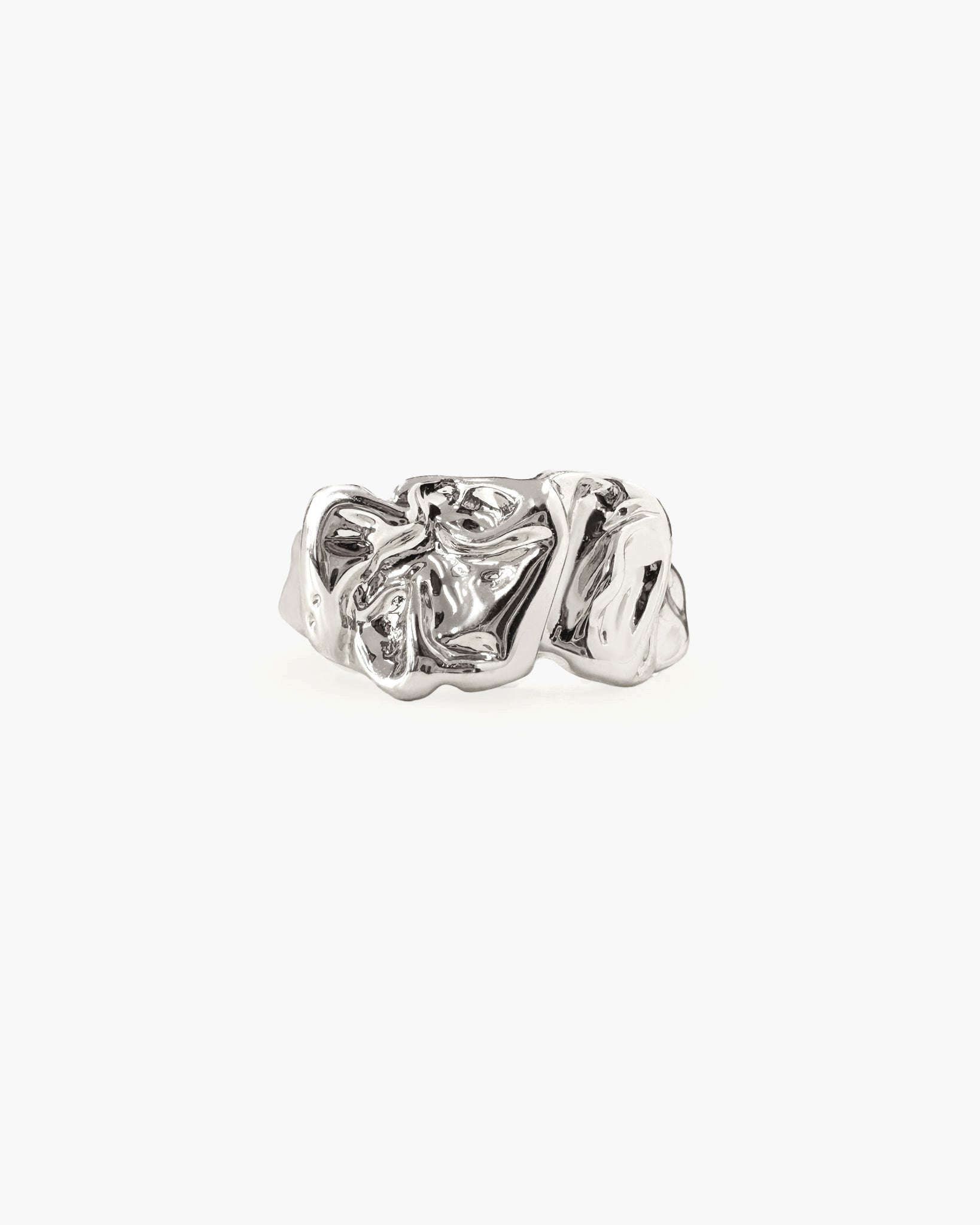 Textured Molten Statement Ring in Silver-Tone