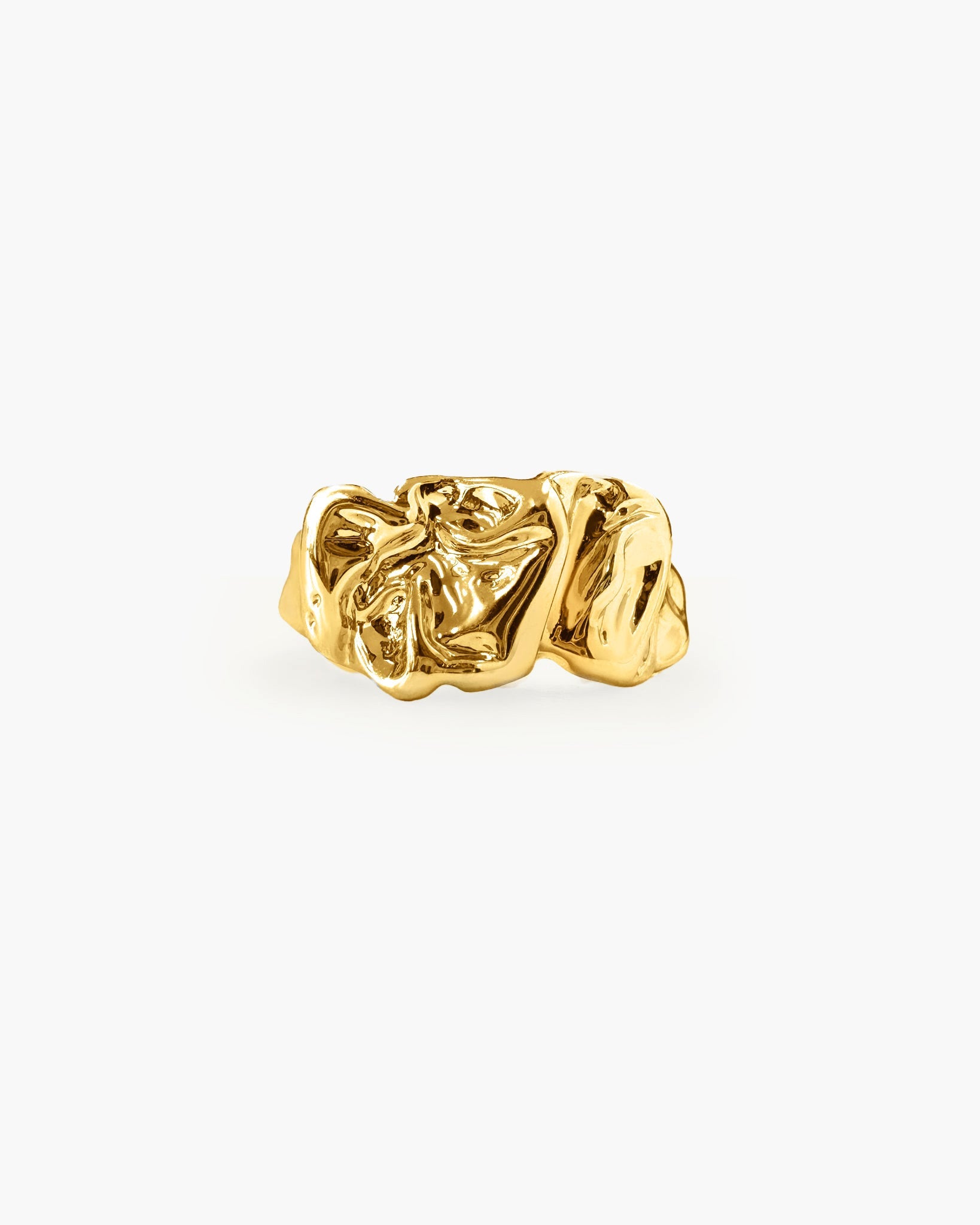 Textured Molten Statement Ring in Silver-Tone