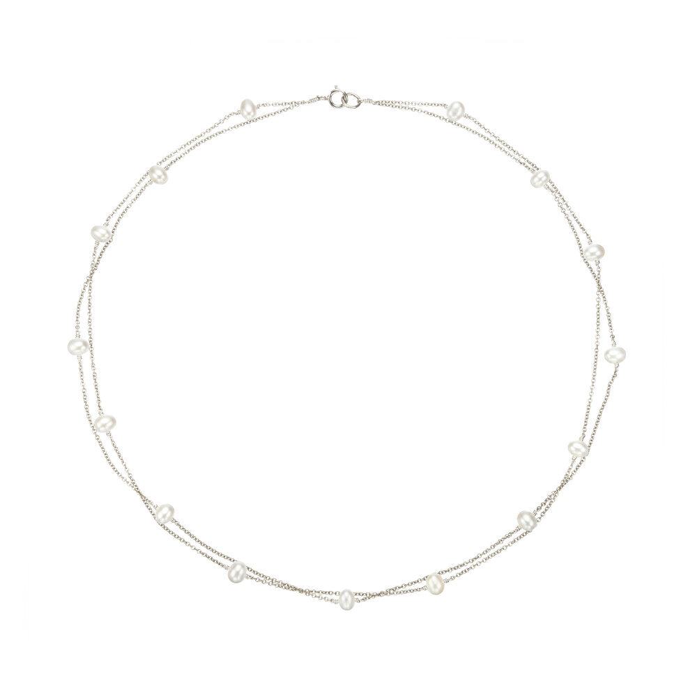 Silver-Tone Layered Pearl-Style Necklace