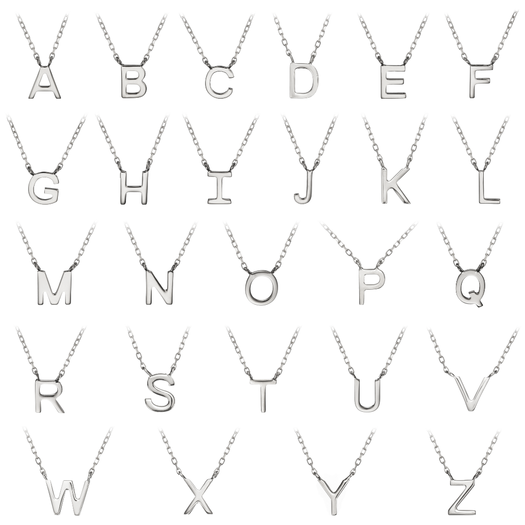 White Gold-Tone Mini Initial Letter Necklace