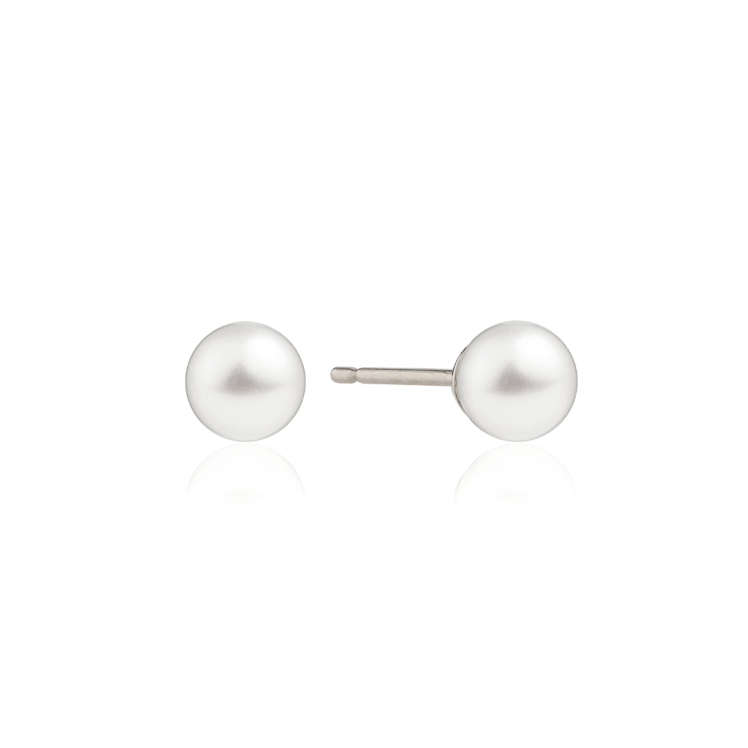 Silver-Tone Single Pearl-Style Stud Earrings