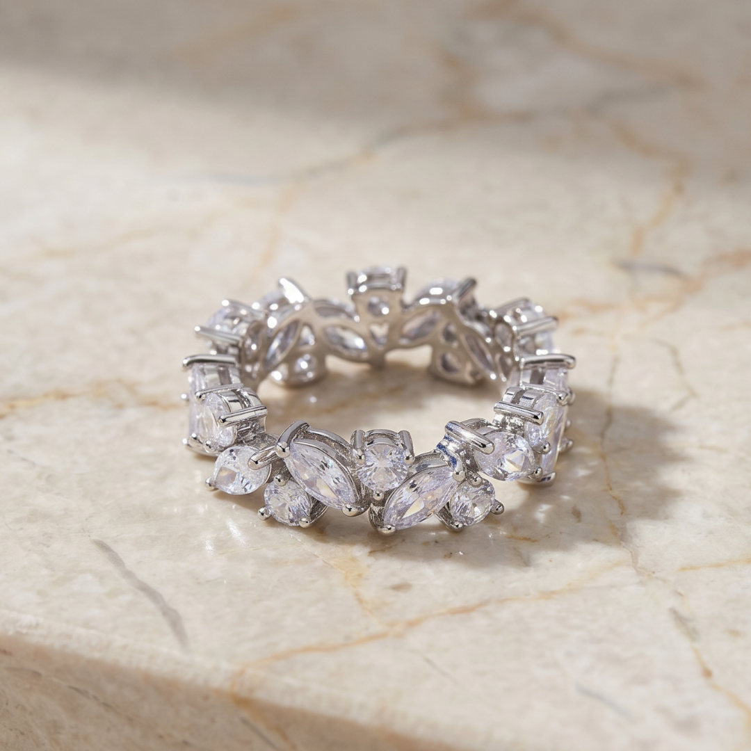 Vintage Crystal-Style Marquise & Round Eternity Ring