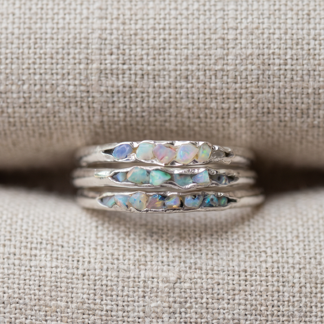 Vintage Layered Crystal-Style Inlay Band Ring