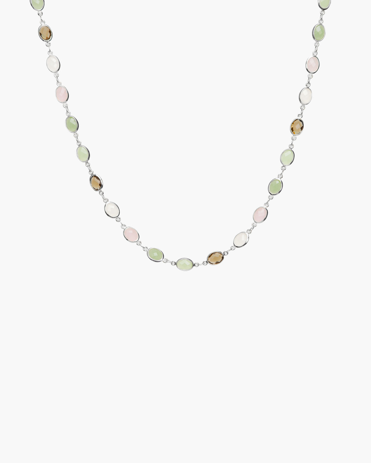 Whimsical Romance Crystal-Style Station Necklace in Silver-Tone