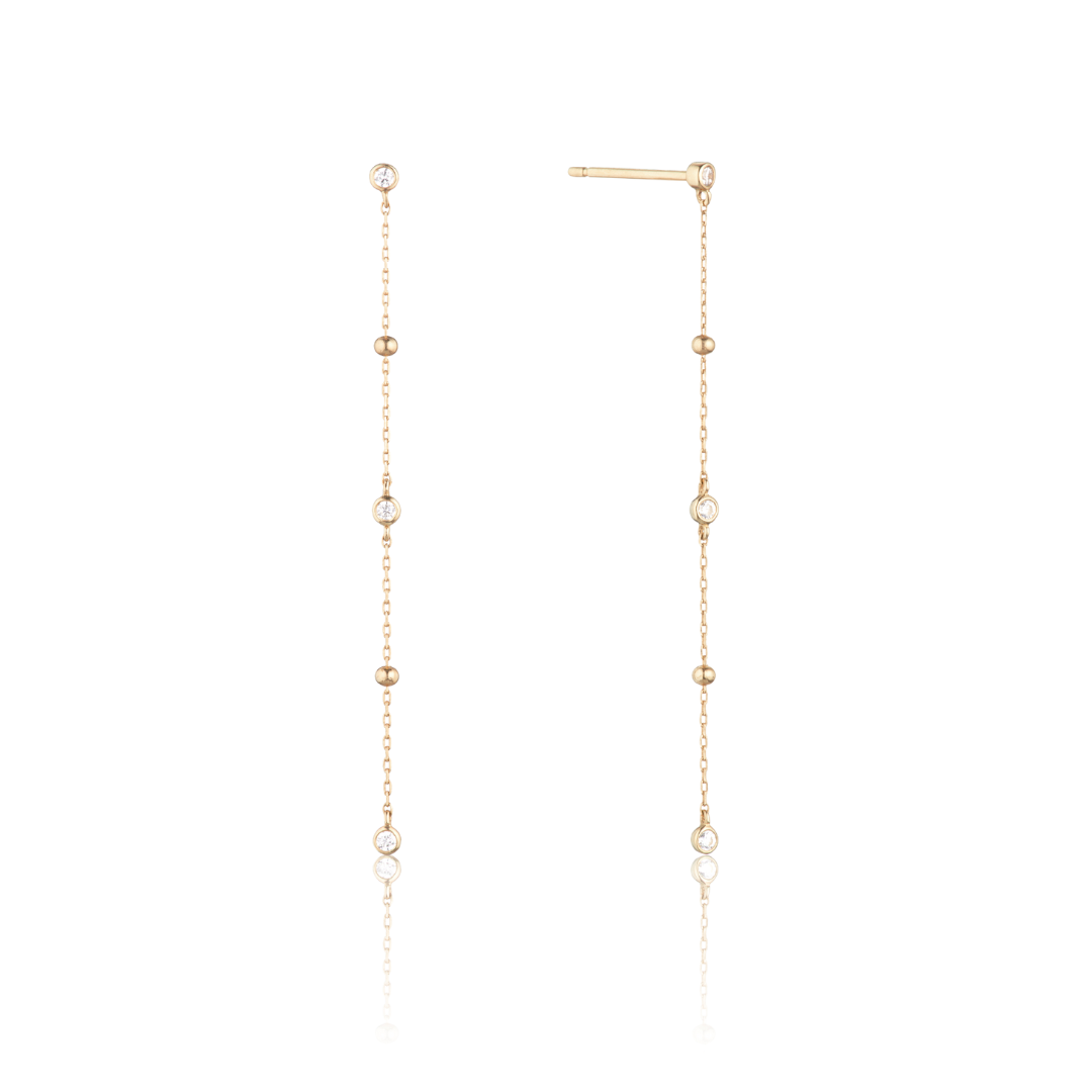 Gold-Tone Crystal-Style Drop Satellite Stud Earrings