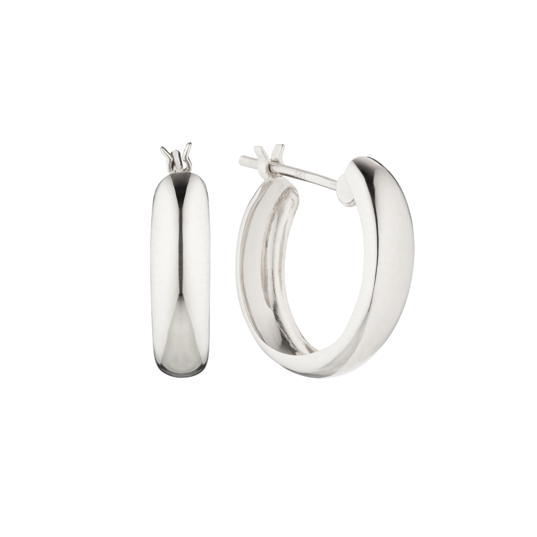 Silver-Tone Plain Hoop Earrings