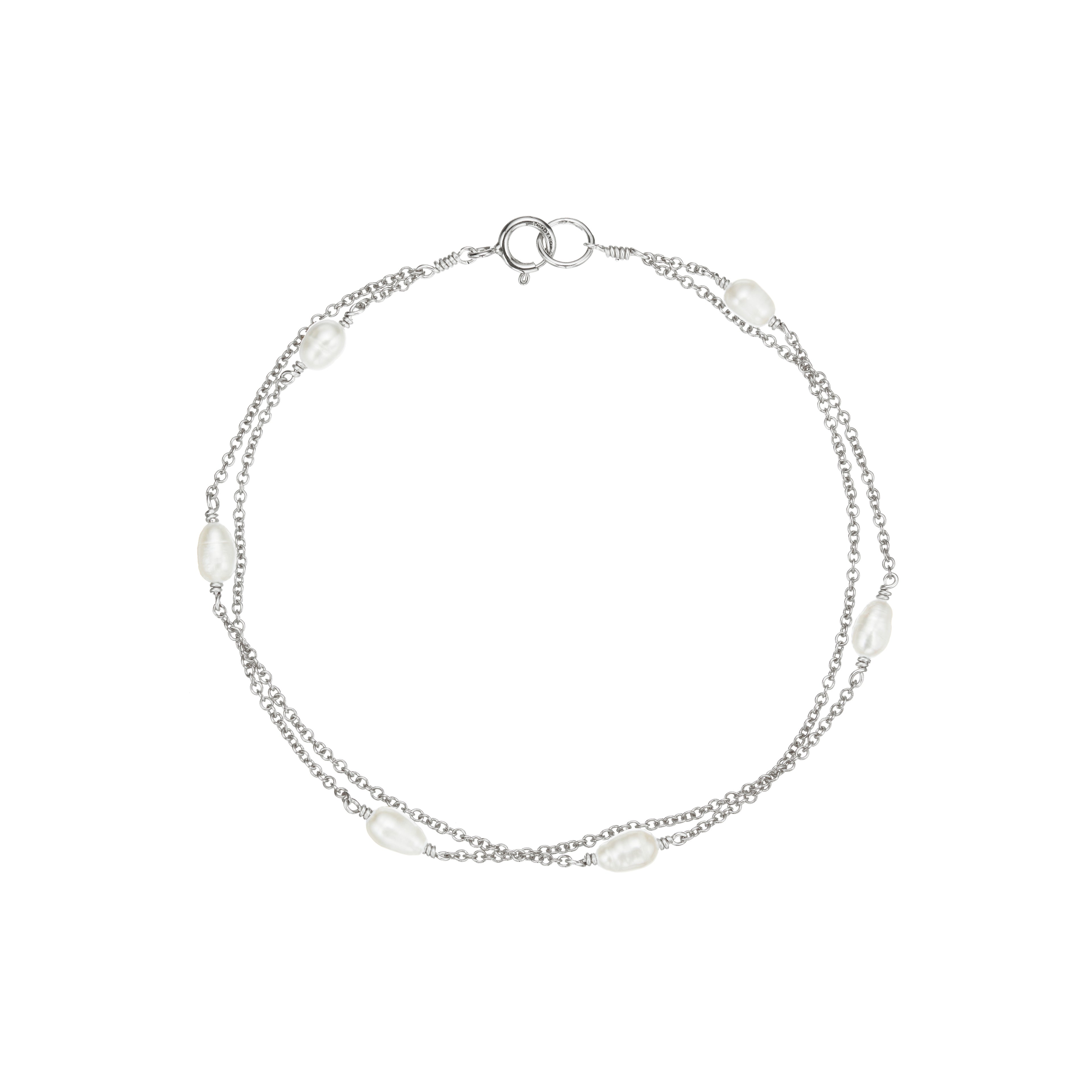 Silver-Tone Layered Seed Pearl-Style Bracelet